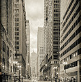 LaSalle Street Canyon With Chicago Board of Trade Building at the South Side - Chicago Illinois